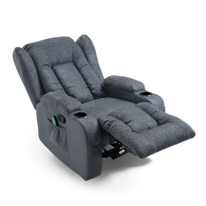 Brown Massage Recliner with Heating, 5 Massage Modes, Cup Holders, Remote Control, and Manual Recline Feature