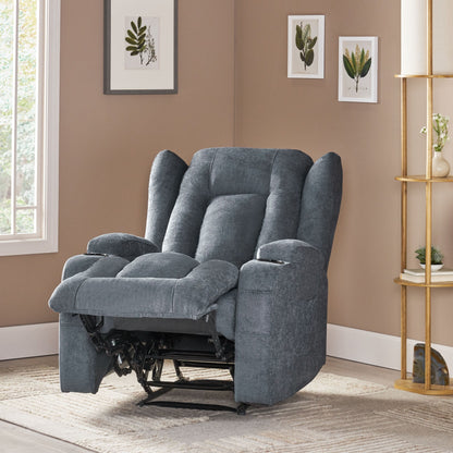 Brown Massage Recliner with Heating, 5 Massage Modes, Cup Holders, Remote Control, and Manual Recline Feature