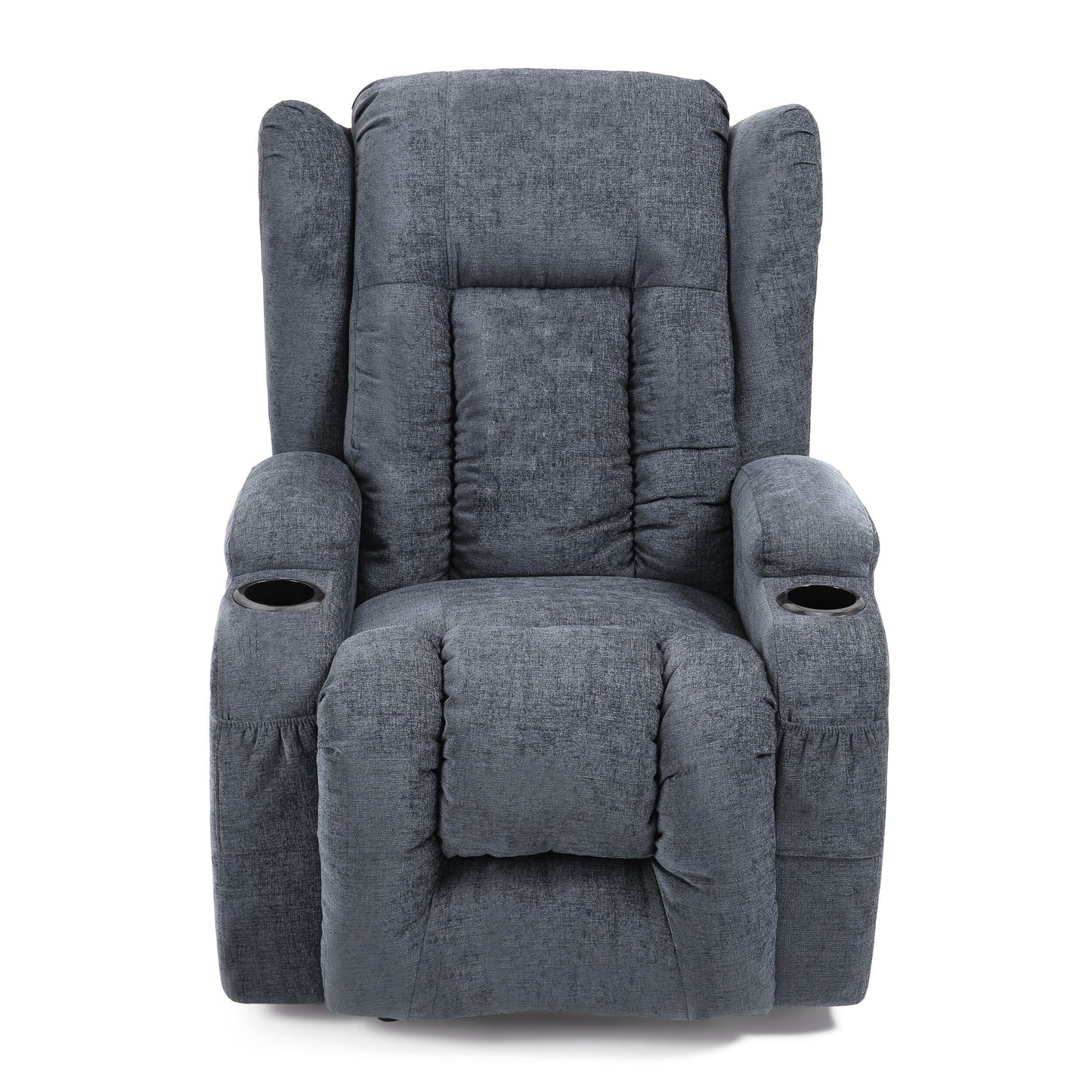 Brown Massage Recliner with Heating, 5 Massage Modes, Cup Holders, Remote Control, and Manual Recline Feature