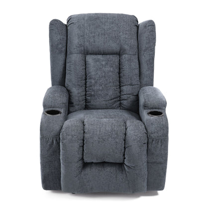 Brown Massage Recliner with Heating, 5 Massage Modes, Cup Holders, Remote Control, and Manual Recline Feature