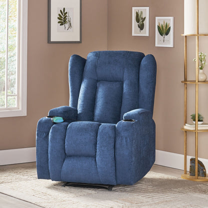 Brown Massage Recliner with Heating, 5 Massage Modes, Cup Holders, Remote Control, and Manual Recline Feature