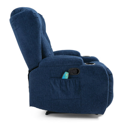Brown Massage Recliner with Heating, 5 Massage Modes, Cup Holders, Remote Control, and Manual Recline Feature