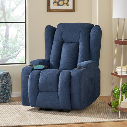 Brown Massage Recliner with Heating, 5 Massage Modes, Cup Holders, Remote Control, and Manual Recline Feature
