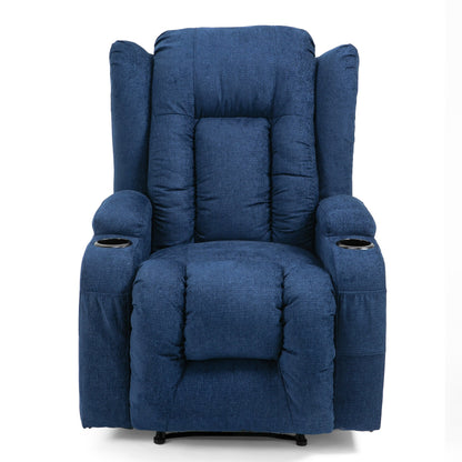 Brown Massage Recliner with Heating, 5 Massage Modes, Cup Holders, Remote Control, and Manual Recline Feature