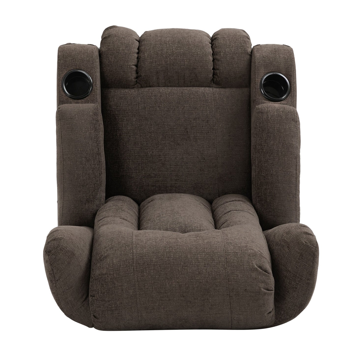 Brown Massage Recliner with Heating, 5 Modes, Cup Holders, Remote Control, and Manual Recline Function