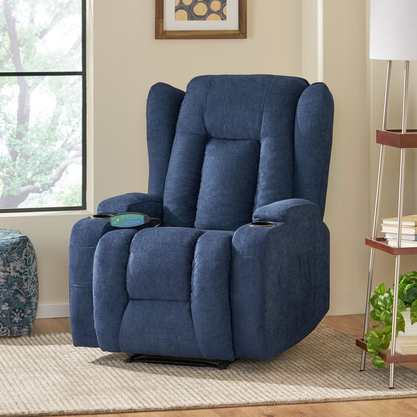 Brown Massage Recliner with Heating, 5 Modes, Cup Holders, Remote Control, and Manual Recline Function