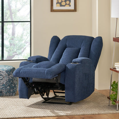 Brown Massage Recliner with Heating, 5 Modes, Cup Holders, Remote Control, and Manual Recline Function