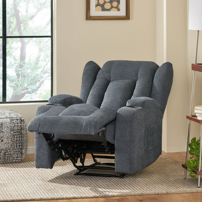 Brown Massage Recliner with Heating, 5 Modes, Cup Holders, Remote Control, and Manual Recline Function