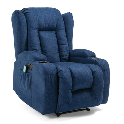 Brown Massage Recliner with Heating, 5 Modes, Cup Holders, Remote Control, and Manual Recline Function