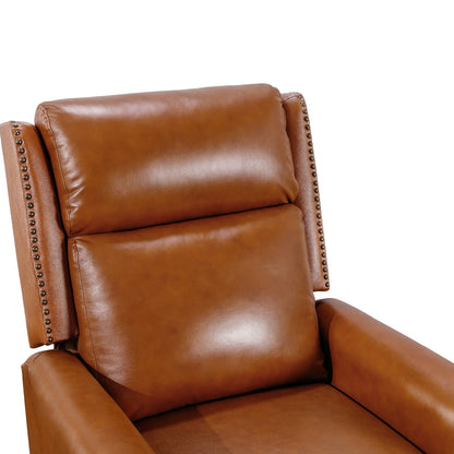 Genuine Leather Comfortable Recliner Chair Adjustable Push Back Recliner Living Room Arm Chair
