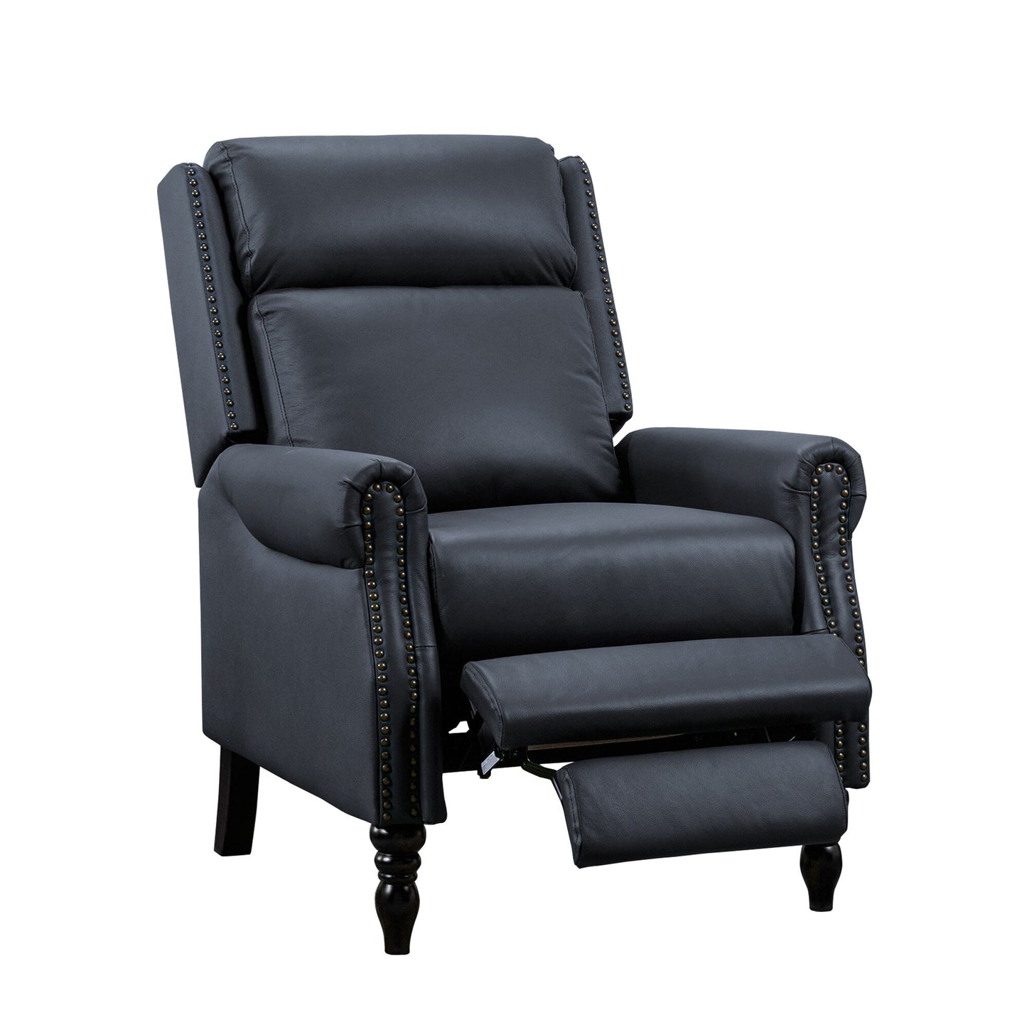 Genuine Leather Comfortable Recliner Chair Adjustable Push Back Recliner Living Room Arm Chair