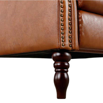 Genuine Leather Comfortable Recliner Chair Adjustable Push Back Recliner Living Room Arm Chair