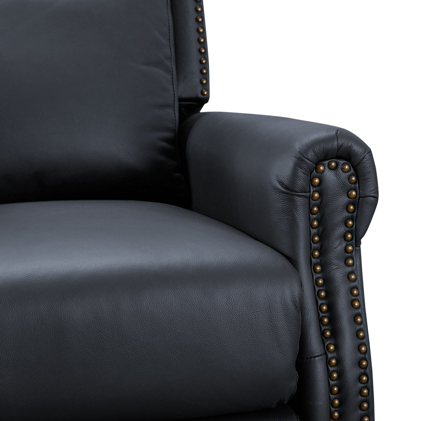 Genuine Leather Comfortable Recliner Chair Adjustable Push Back Recliner Living Room Arm Chair