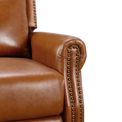 Genuine Leather Comfortable Recliner Chair Adjustable Push Back Recliner Living Room Arm Chair