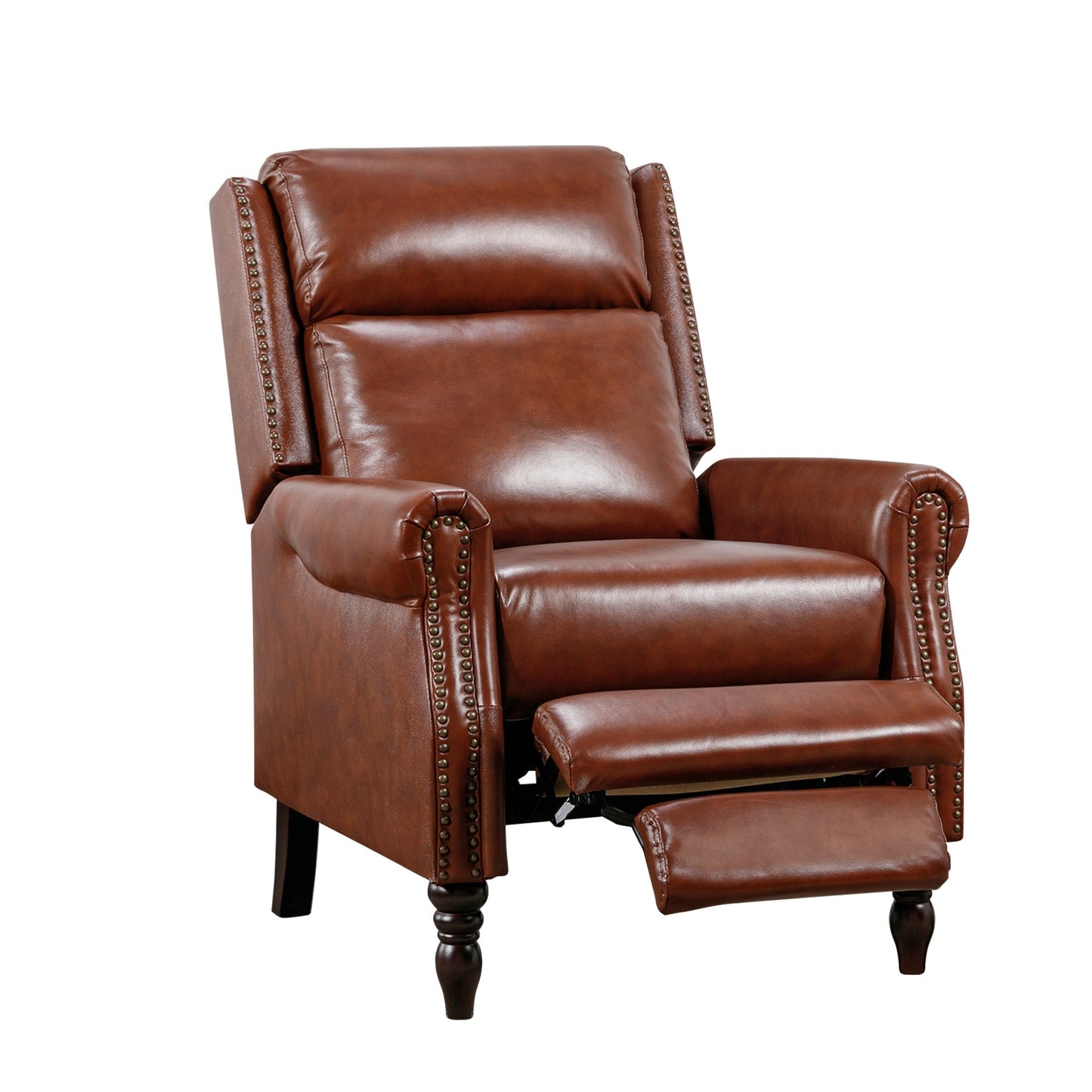 Genuine Leather Comfortable Recliner Chair Adjustable Push Back Recliner Living Room Arm Chair