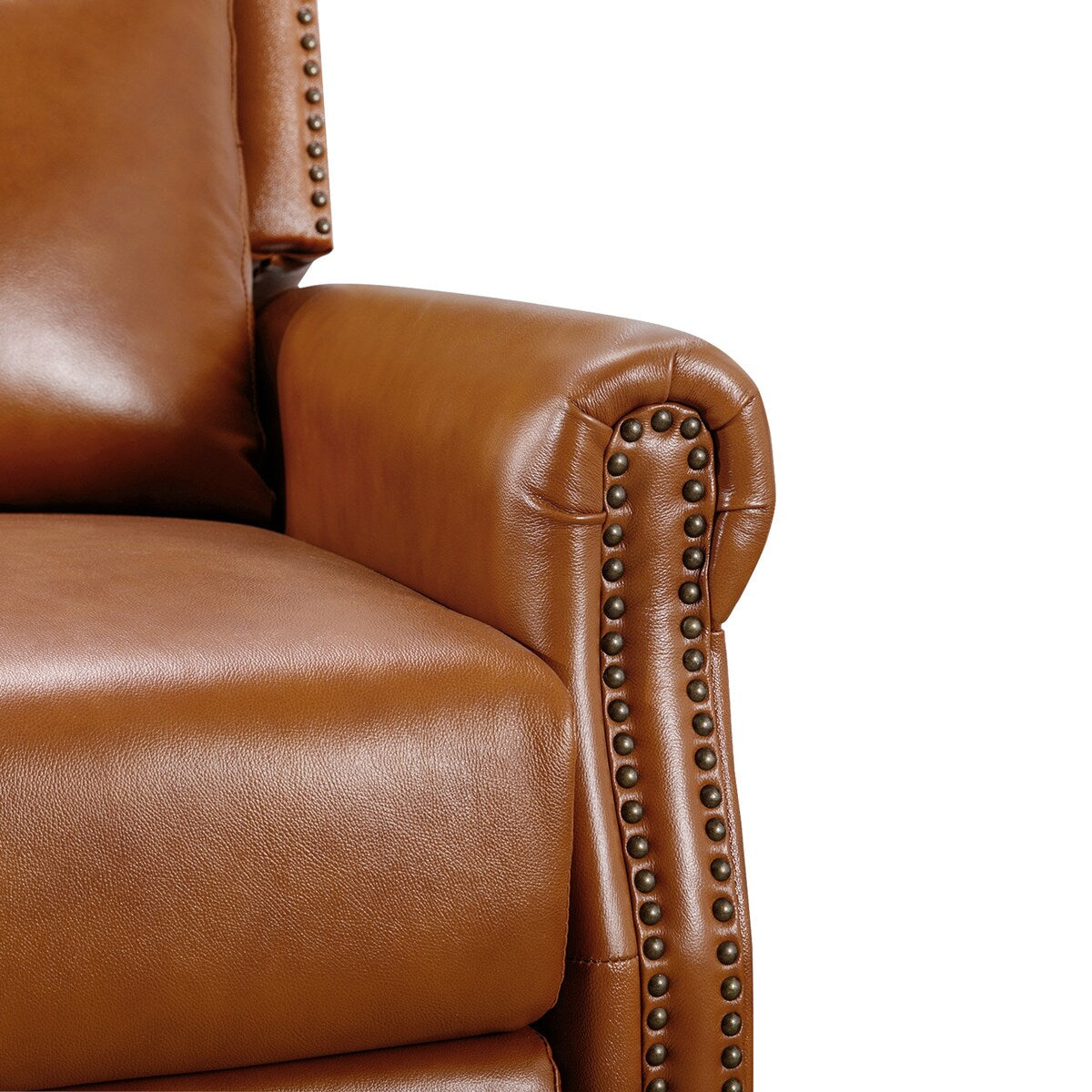Mid-century Genuine Leather Recliner Adjustable Push Back Comfortable Set of 2 Arm Chairs for Living Room