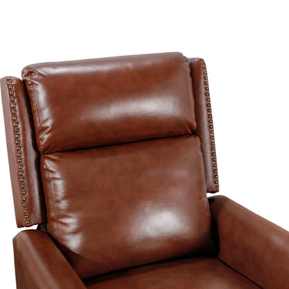 Mid-century Genuine Leather Recliner Adjustable Push Back Comfortable Set of 2 Arm Chairs for Living Room