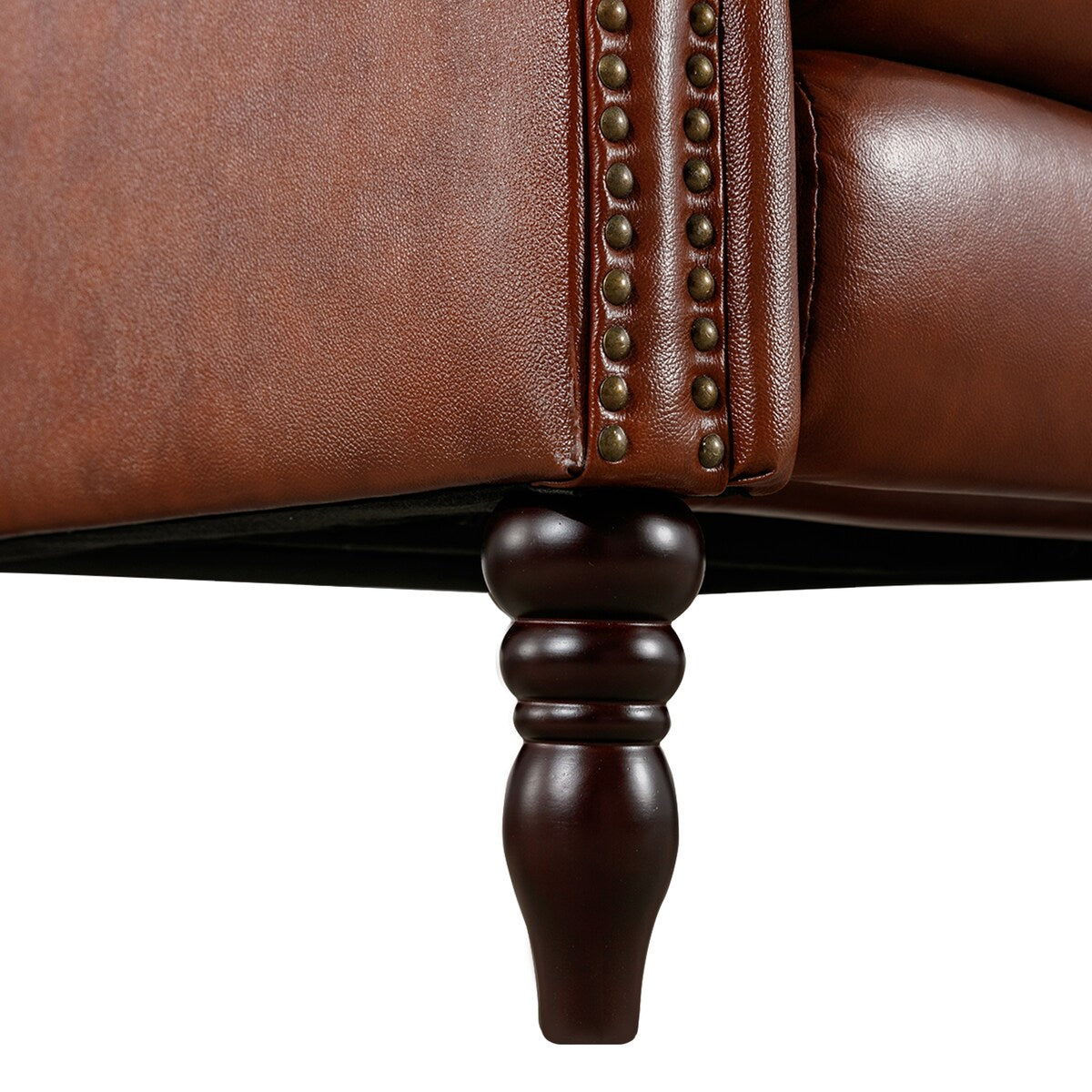 Mid-century Genuine Leather Recliner Adjustable Push Back Comfortable Set of 2 Arm Chairs for Living Room
