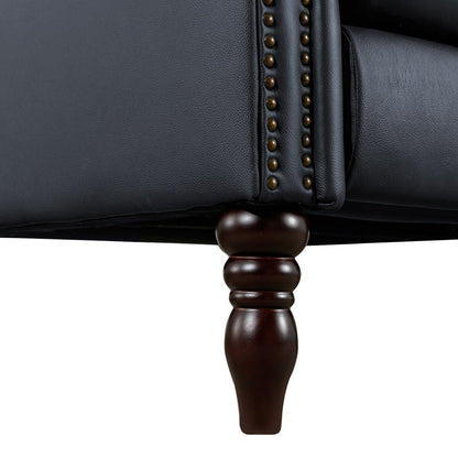 Mid-century Genuine Leather Recliner Adjustable Push Back Comfortable Set of 2 Arm Chairs for Living Room