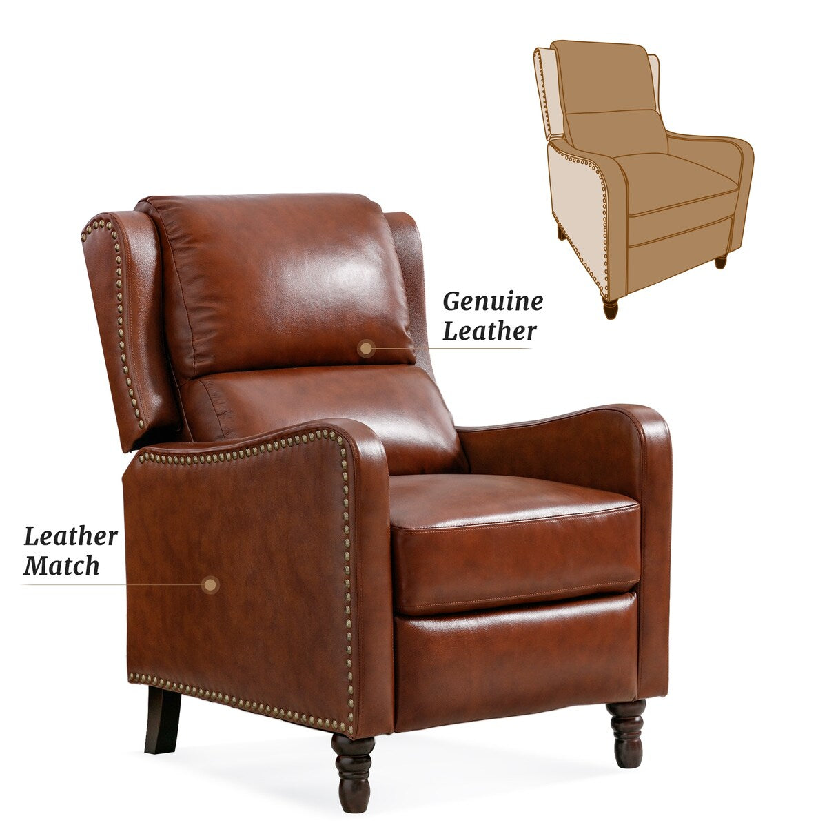 COZYMAN Genuine Leather Recliner Chair Comfortable Chairs for Living Room