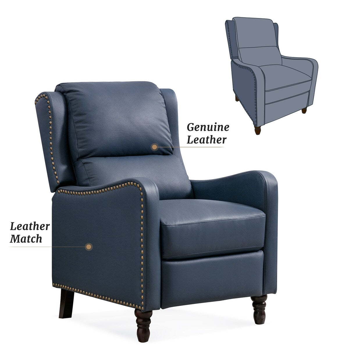 COZYMAN Genuine Leather Recliner Chair Comfortable Chairs for Living Room