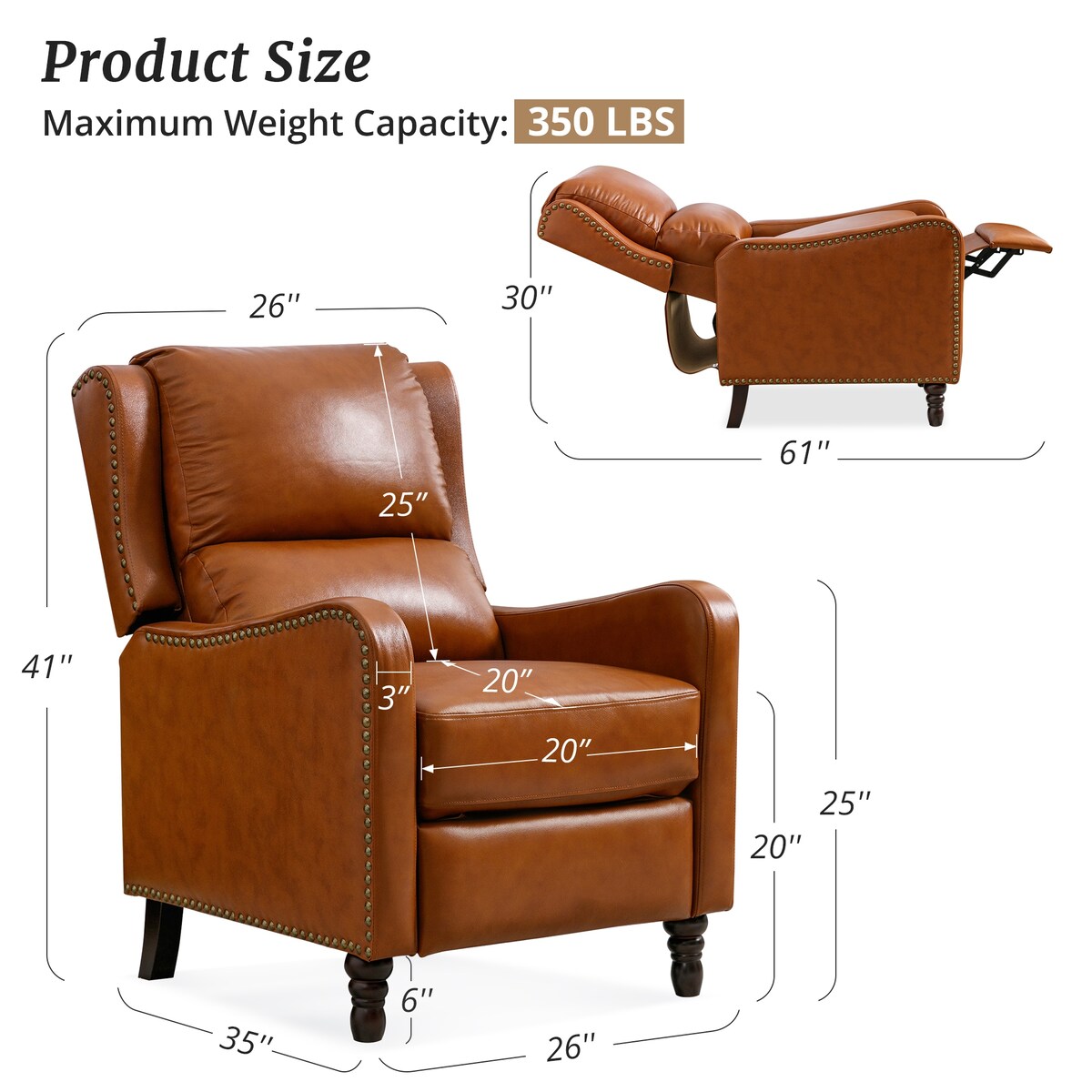 COZYMAN Genuine Leather Recliner Chair Comfortable Chairs for Living Room