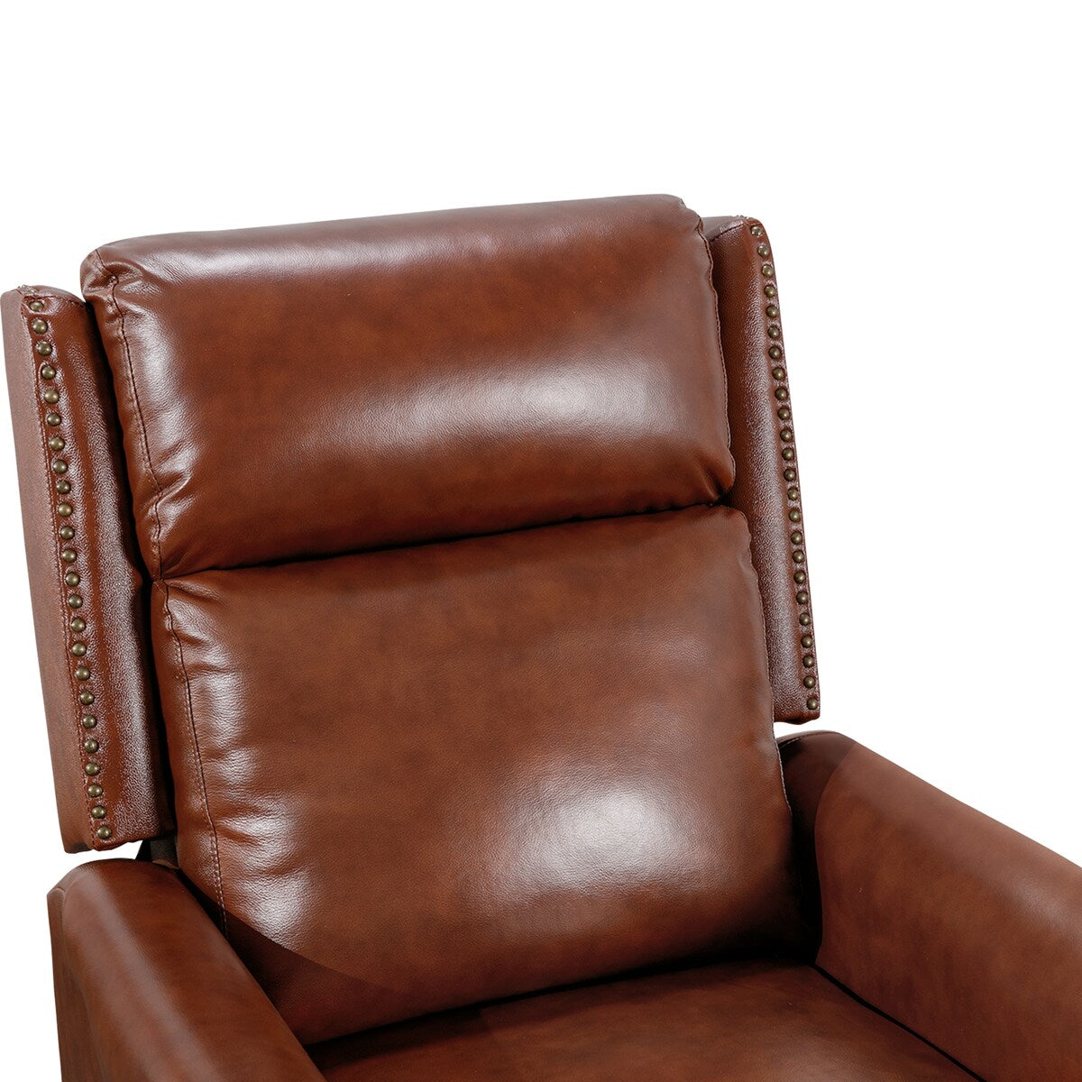 Mid-century Genuine Leather Recliner Push Back Adjustable Recliner Chairs with Comfortable Arms Set of 2