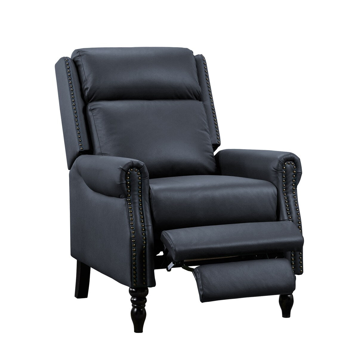 Mid-century Genuine Leather Recliner Push Back Adjustable Recliner Chairs with Comfortable Arms Set of 2