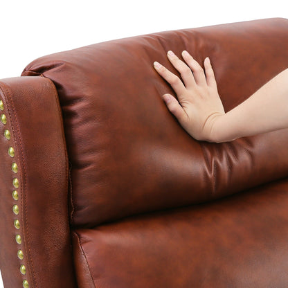 COZYMAN Modern Genuine Leather Recliner Chair Push Back Adjustable Recliner with Comfortable Arms
