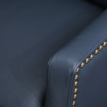 COZYMAN Modern Genuine Leather Recliner Chair Push Back Adjustable Recliner with Comfortable Arms