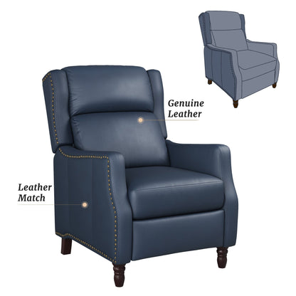 COZYMAN Modern Genuine Leather Recliner Chair Push Back Adjustable Recliner with Comfortable Arms