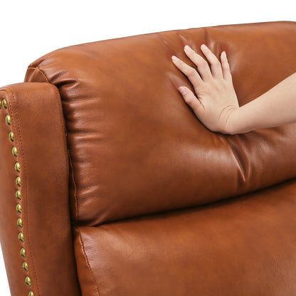 COZYMAN Modern Genuine Leather Recliner Chair Push Back Adjustable Recliner with Comfortable Arms