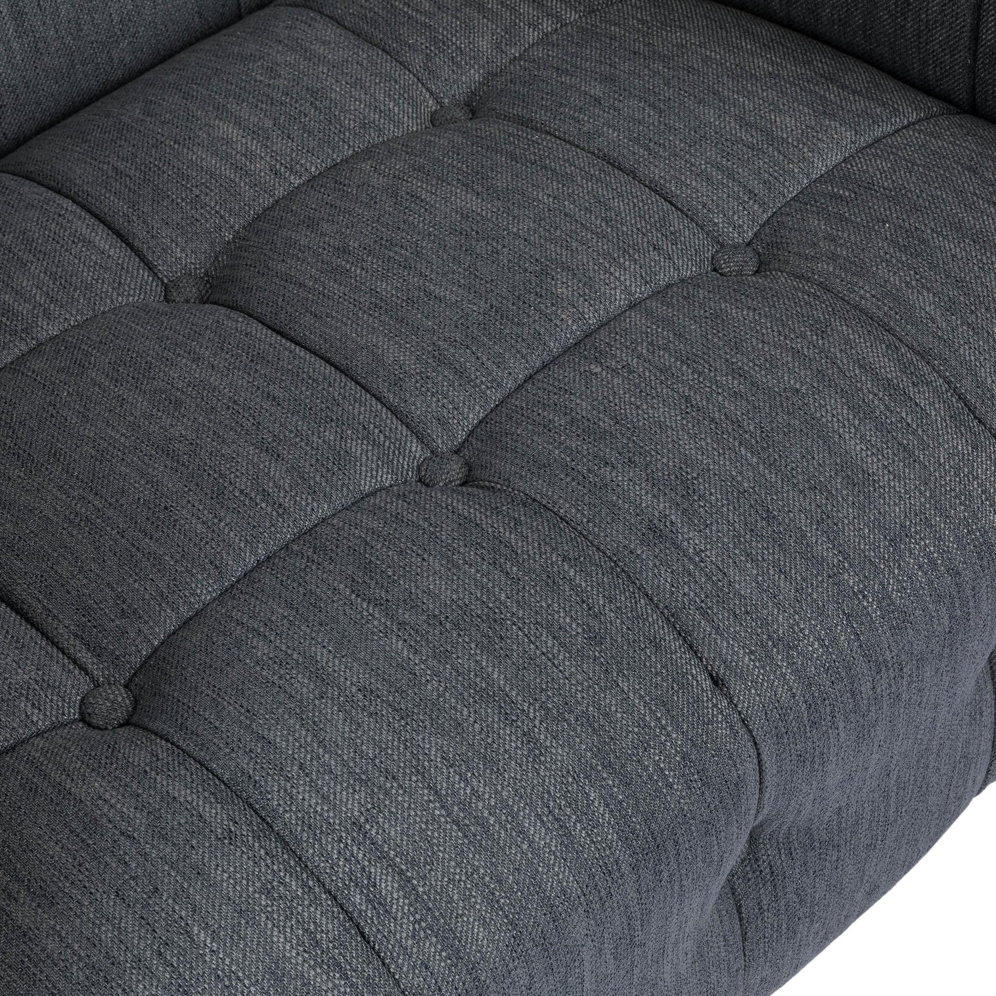 Charcoal 31.5 Button Tufted 3-seater Sofa with Wood Legs and Rubberwood Frame for Living Room