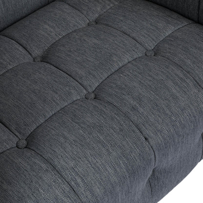 Charcoal 31.5 Button Tufted 3-seater Sofa with Wood Legs and Rubberwood Frame for Living Room