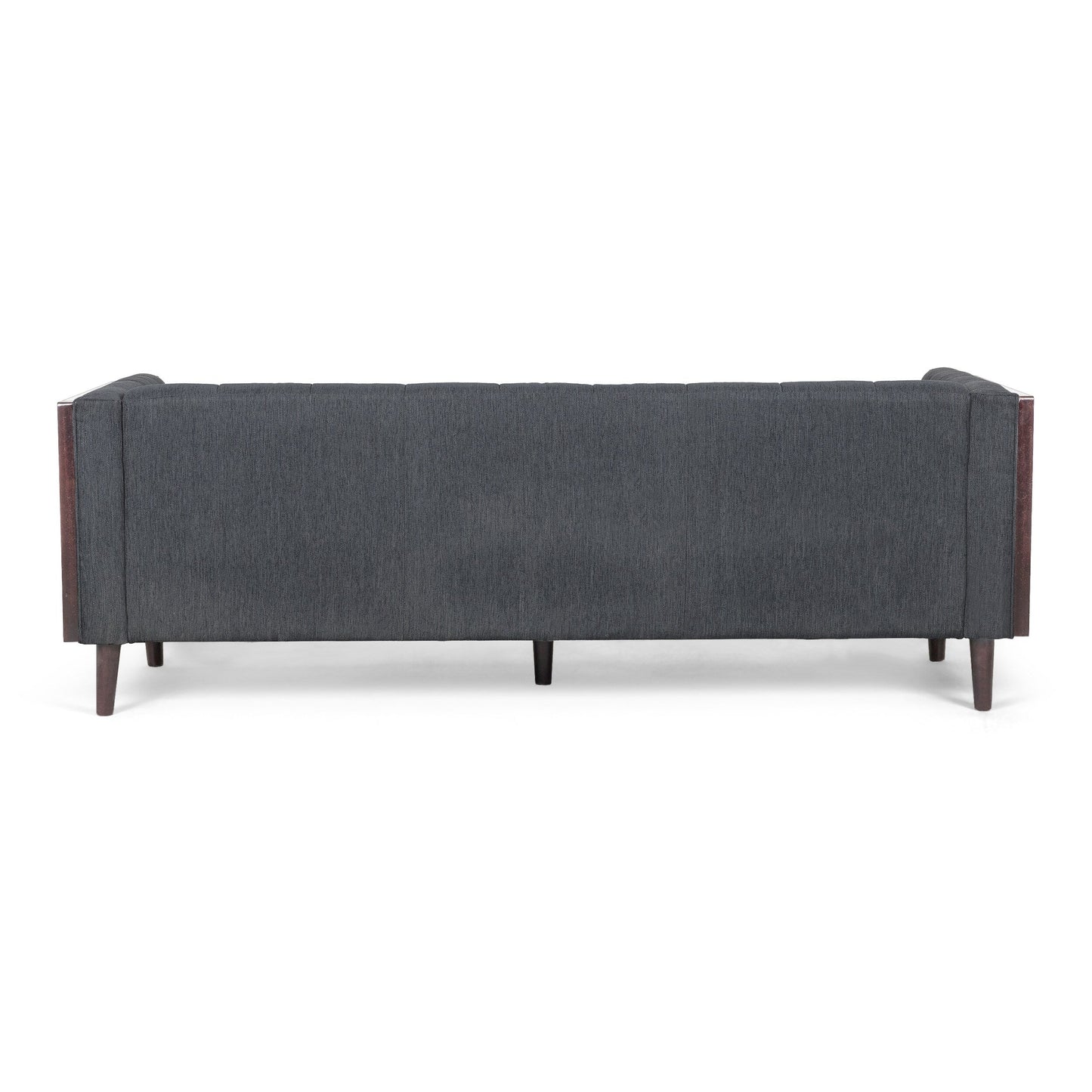 Charcoal 31.5 Button Tufted 3-seater Sofa with Wood Legs and Rubberwood Frame for Living Room