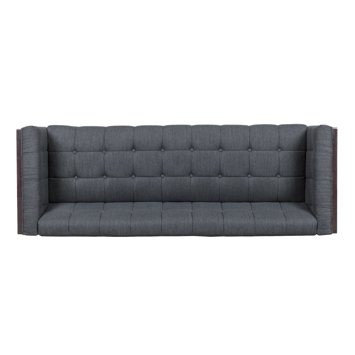 Charcoal 31.5 Button Tufted 3-seater Sofa with Wood Legs and Rubberwood Frame for Living Room