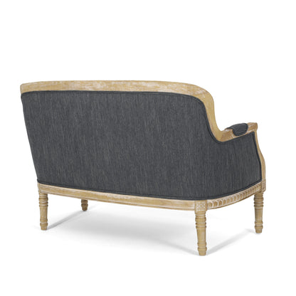Charcoal 49.75 Wood Loveseat Sofa with Rubbey Wood Frame and Wood Legs for Living Room