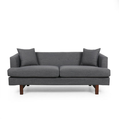 Charcoal 73.5 3-seater Button Tufted Sofa with Wood Legs and Pillows for Living Room