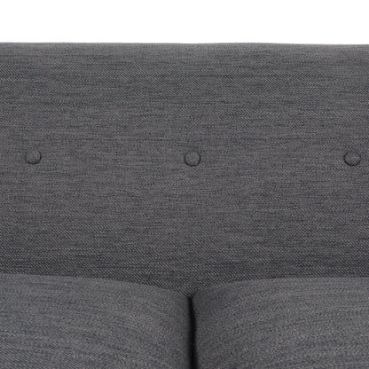 Charcoal 73.5 3-seater Button Tufted Sofa with Wood Legs and Pillows for Living Room