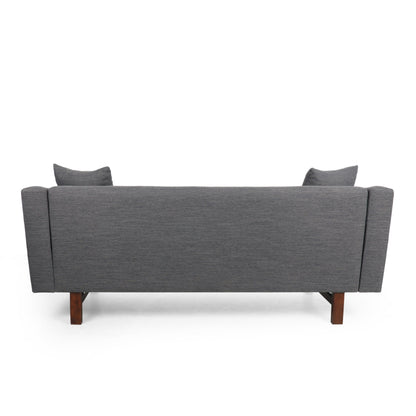 Charcoal 73.5 3-seater Button Tufted Sofa with Wood Legs and Pillows for Living Room