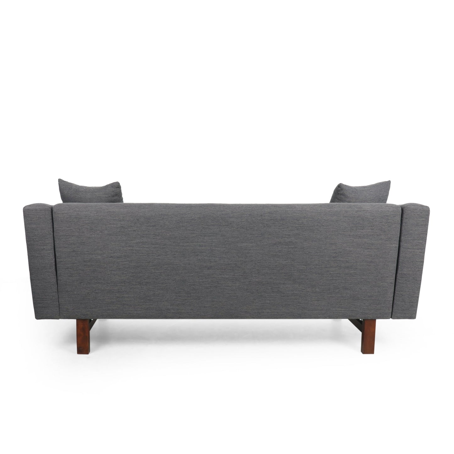 Charcoal Button Tufted 3-seater Sofa with Wood Legs and Pillows