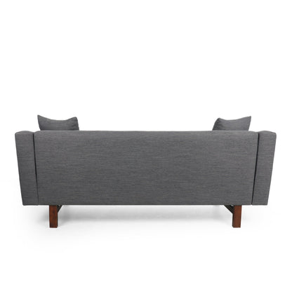 Charcoal Button Tufted 3-seater Sofa with Wood Legs and Pillows