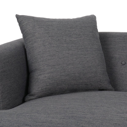 Charcoal Button Tufted 3-seater Sofa with Wood Legs and Pillows