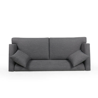 Charcoal Button Tufted 3-seater Sofa with Wood Legs and Pillows