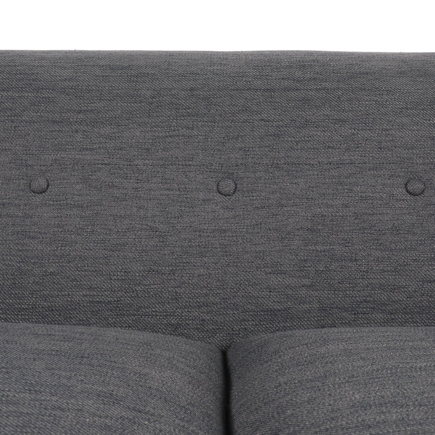 Charcoal Button Tufted 3-seater Sofa with Wood Legs and Pillows