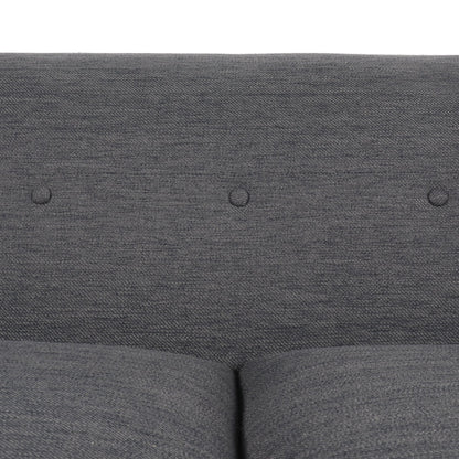 Charcoal Button Tufted 3-seater Sofa with Wood Legs and Pillows