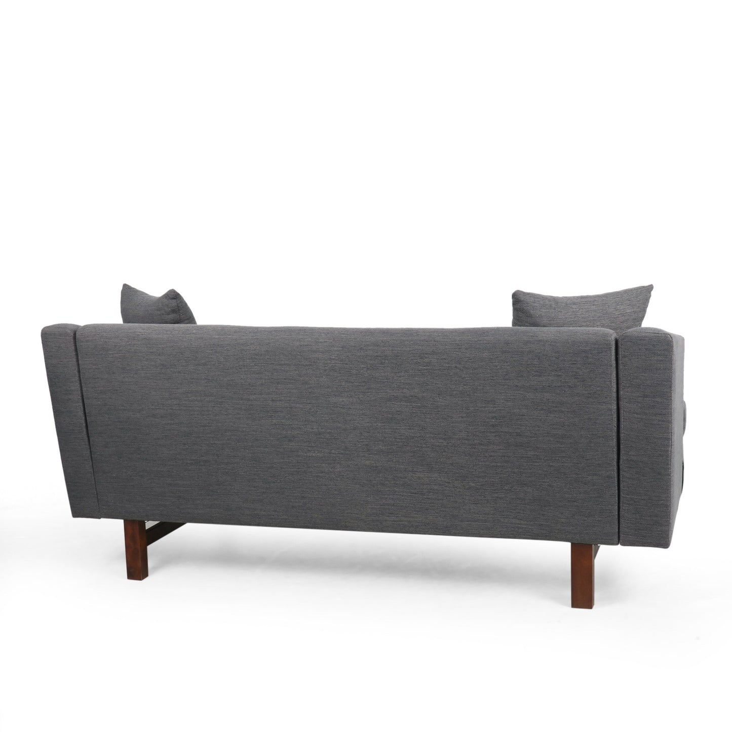 Charcoal Button Tufted 3-seater Sofa with Wood Legs and Pillows