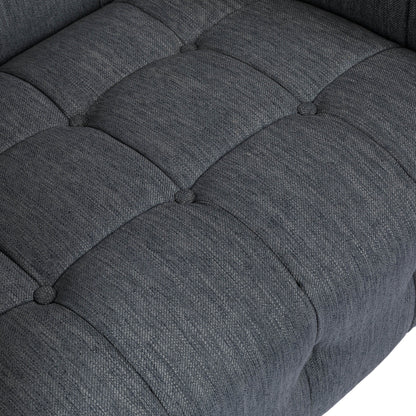 Charcoal Button Tufted 3-seater Sofa with Wood Legs