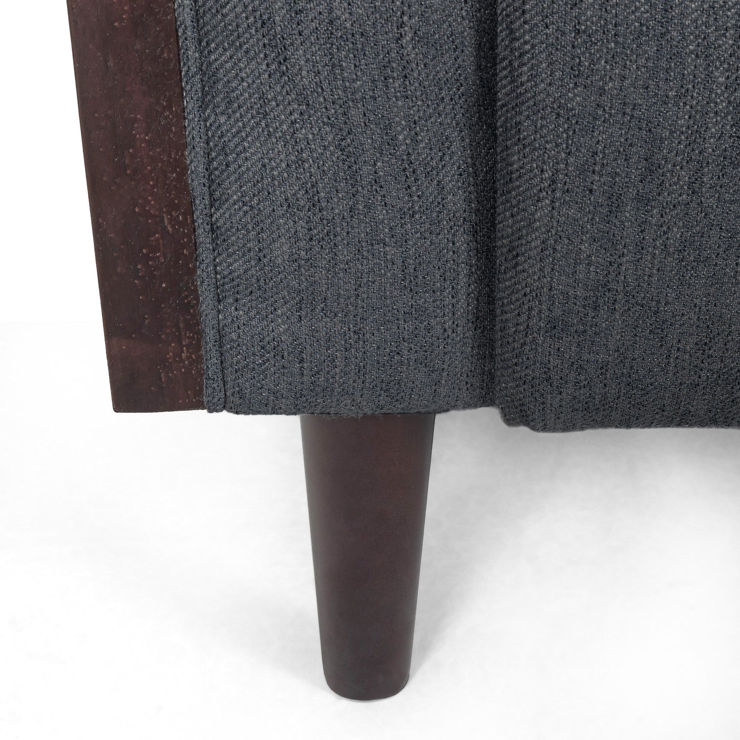 Charcoal Button Tufted 3-seater Sofa with Wood Legs