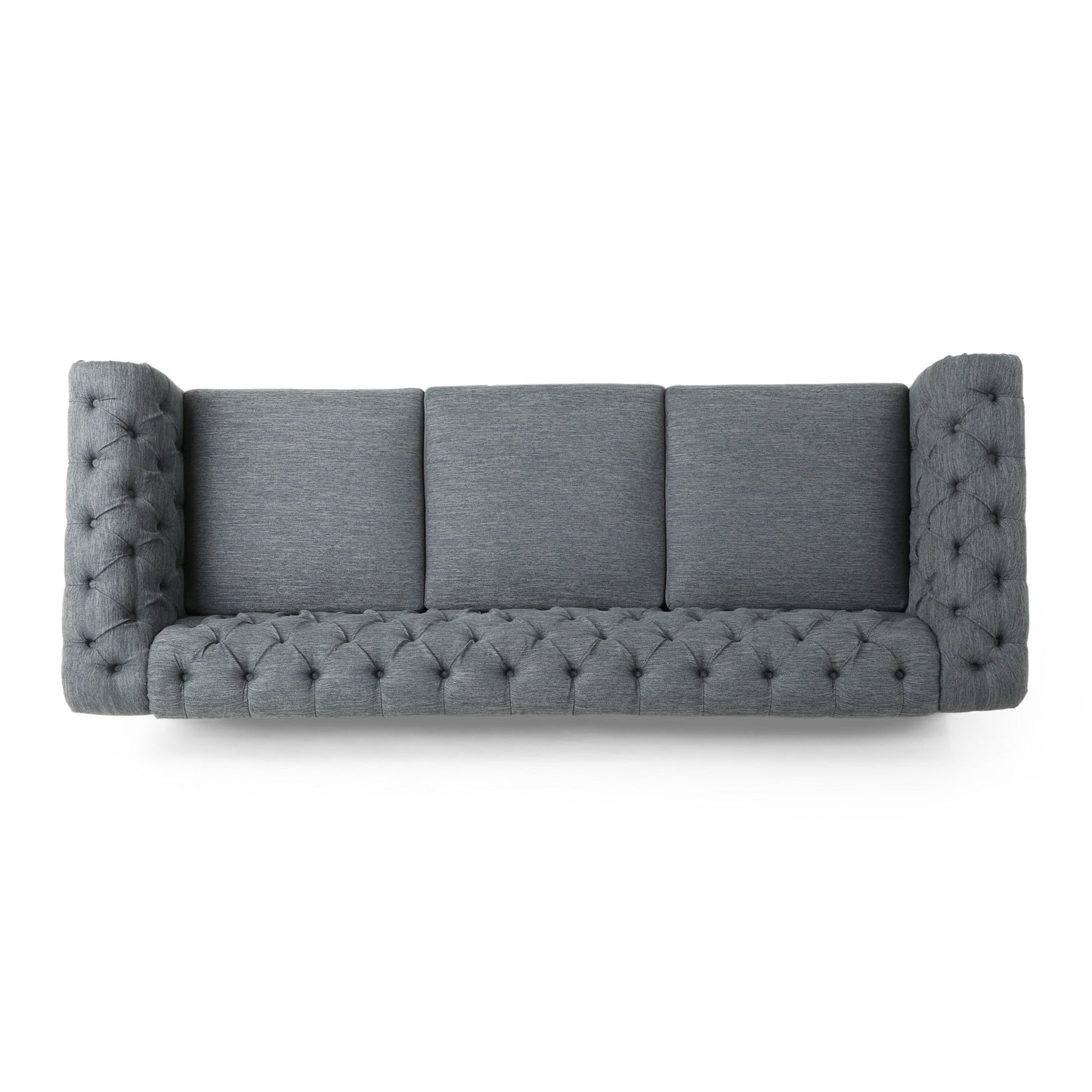 Charcoal Chesterfield Button Tufted 3-seater Sofa with Wood Legs